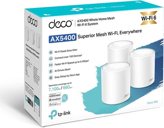 TP-Link Deco X60 Mesh WLAN Set (3 Pack), Wi-Fi 6 AX5400