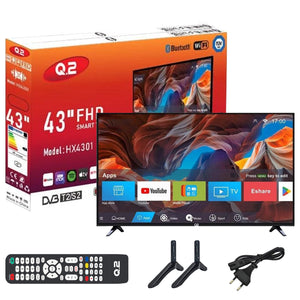 Q.2 | 108 cm (43 inch) TV | 2K FHD 1920x1080| Android TV | HDR | Dolby Vision | Frameless | WiFi, Bluetooth | Zwart