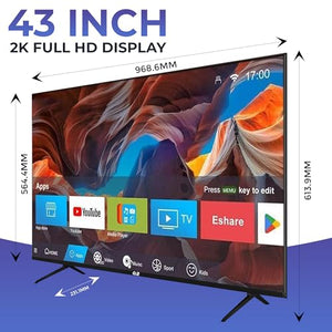 Q.2 | 108 cm (43 inch) TV | 2K FHD 1920x1080| Android TV | HDR | Dolby Vision | Frameless | WiFi, Bluetooth | Zwart